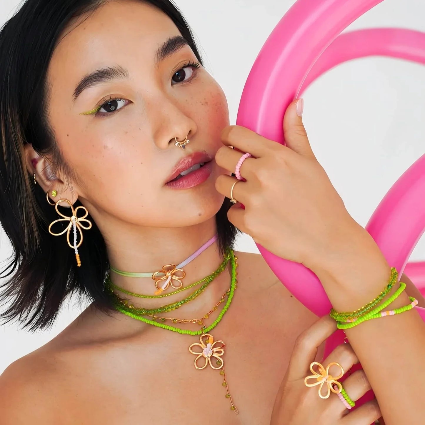 Work Piece x Ersa "Lush Aqua" Press-on Nails & Jewelry Bundle