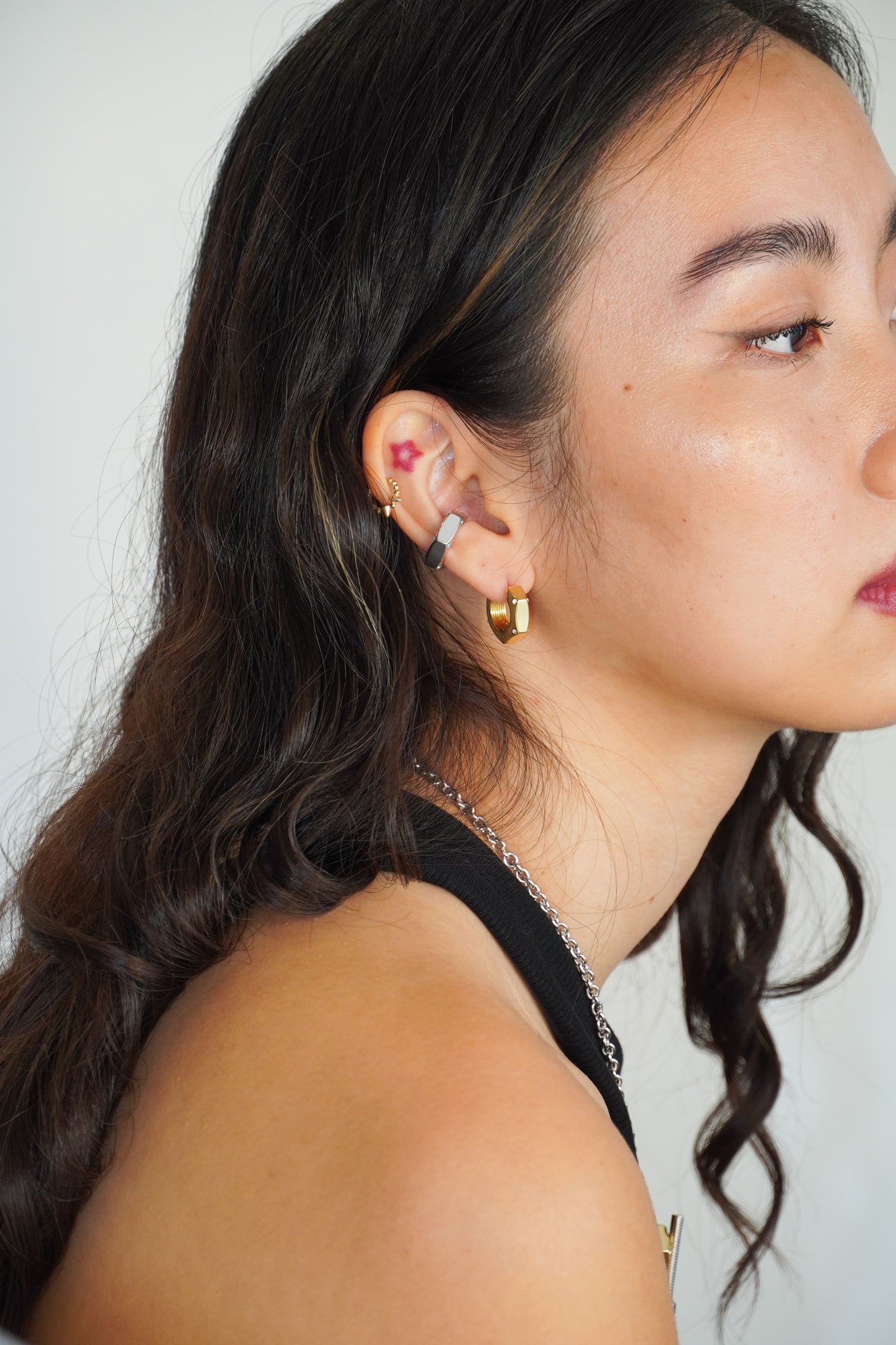 Link-Up Huggies + Hollow Tube Hex Earrings Bundle B