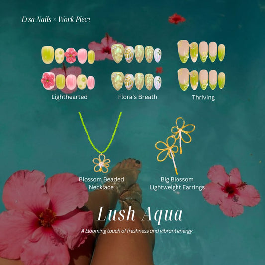 Work Piece x Ersa "Lush Aqua" Press-on Nails & Jewelry Bundle