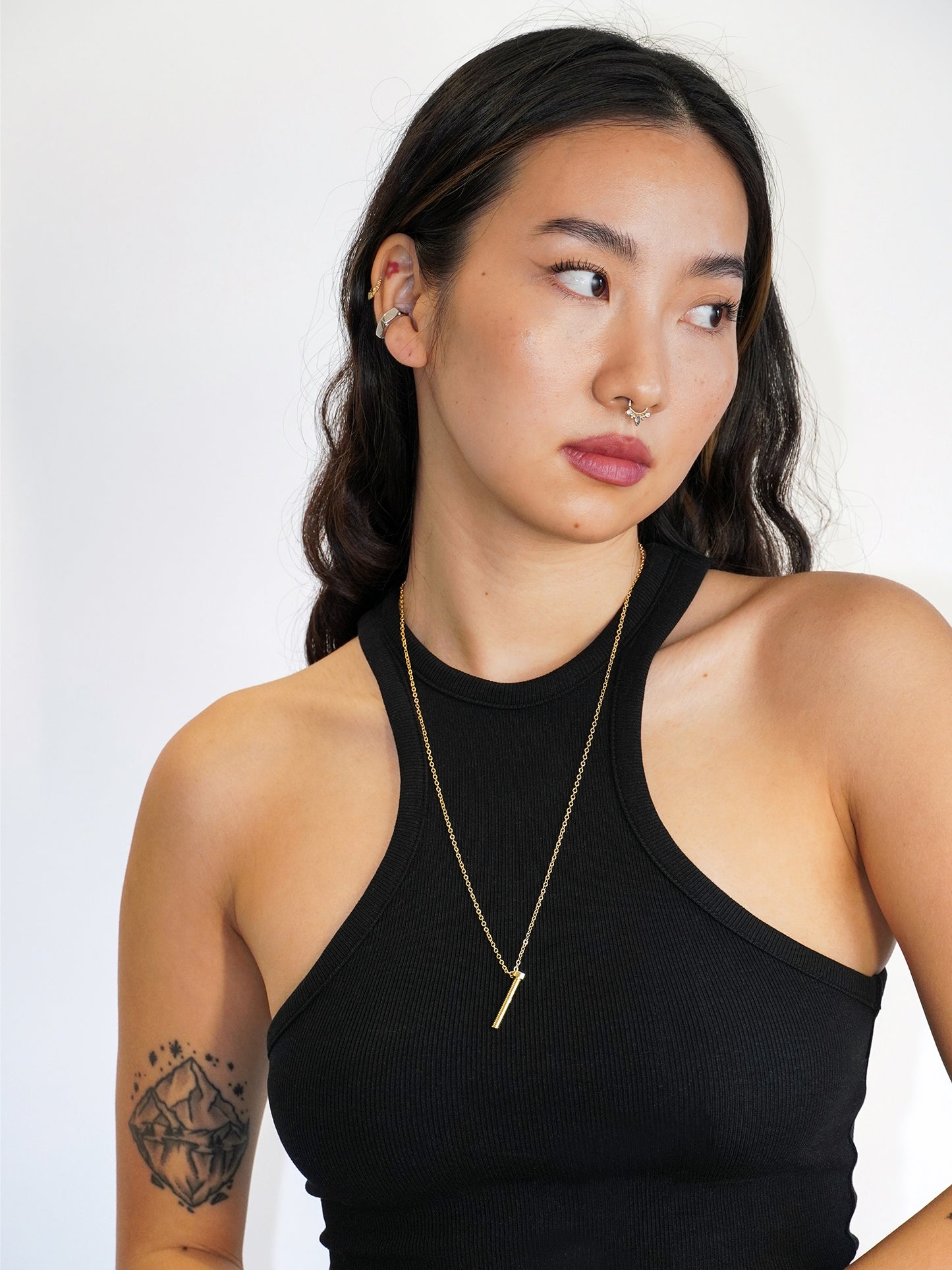 "It Stays Essential" Necklace + Ear Cuff Bundle - Gold