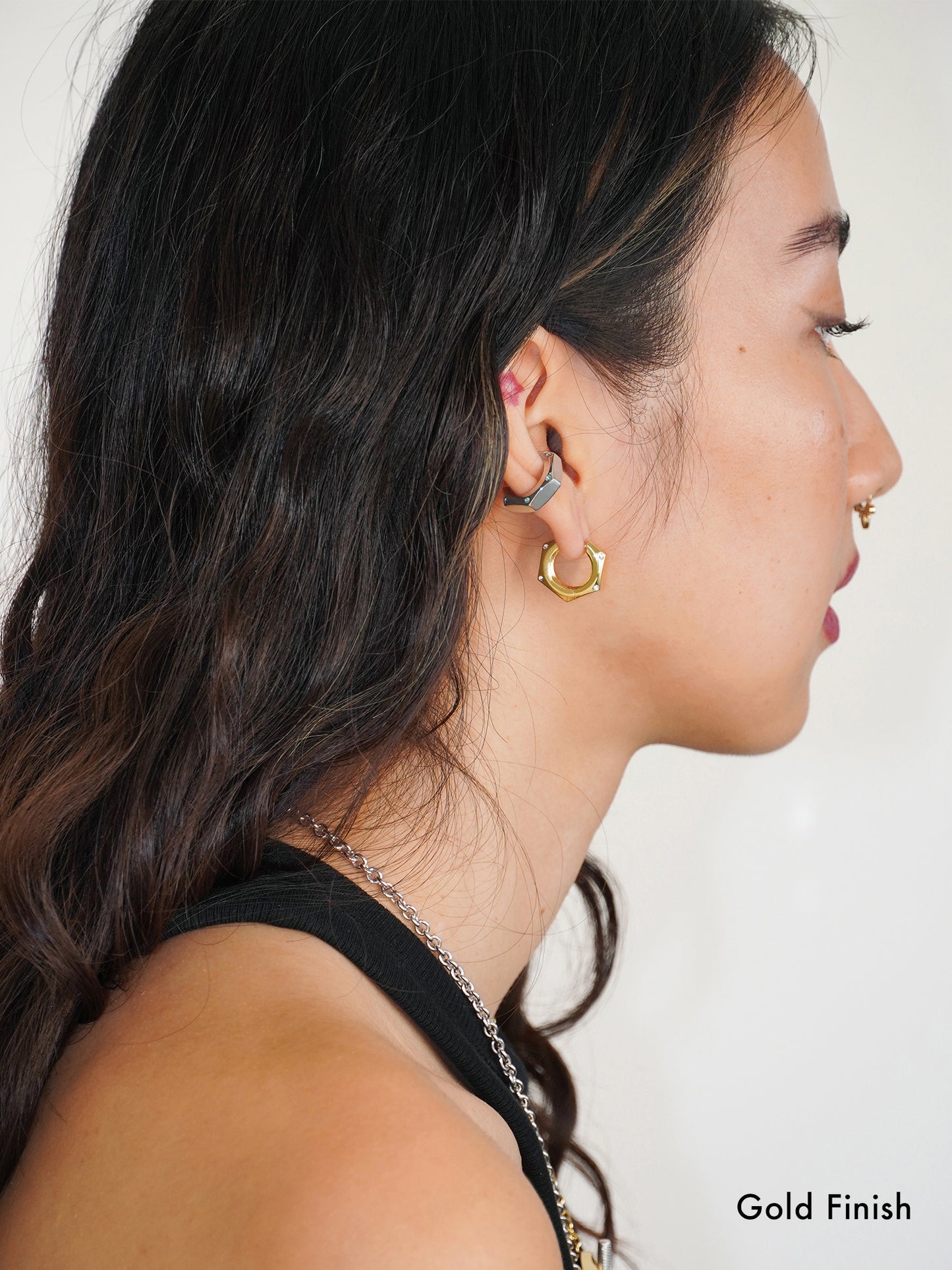 Link-Up Hex Nut Ear Huggies - Silver