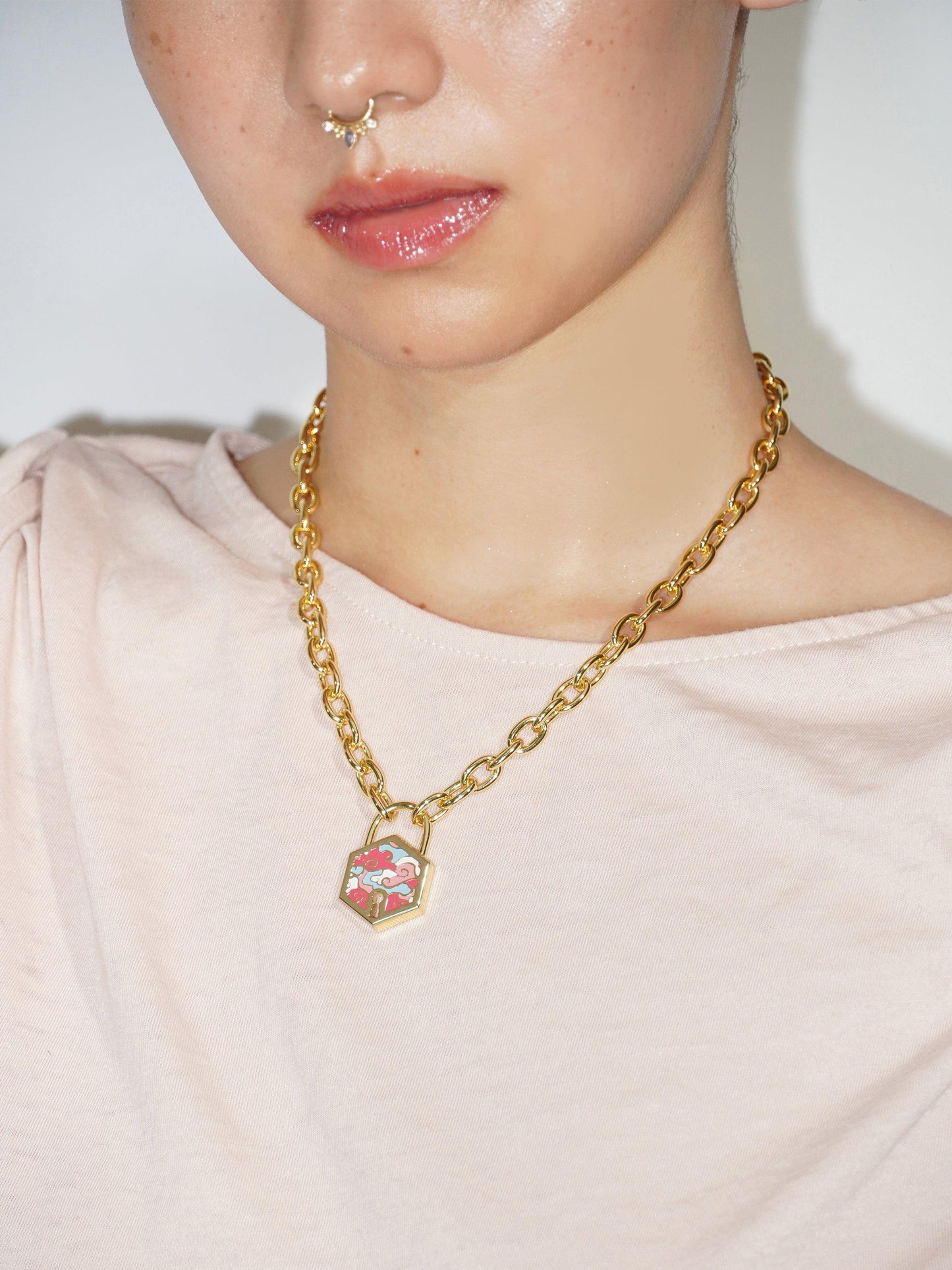 Hexagon Padlock Necklace - Work Piece