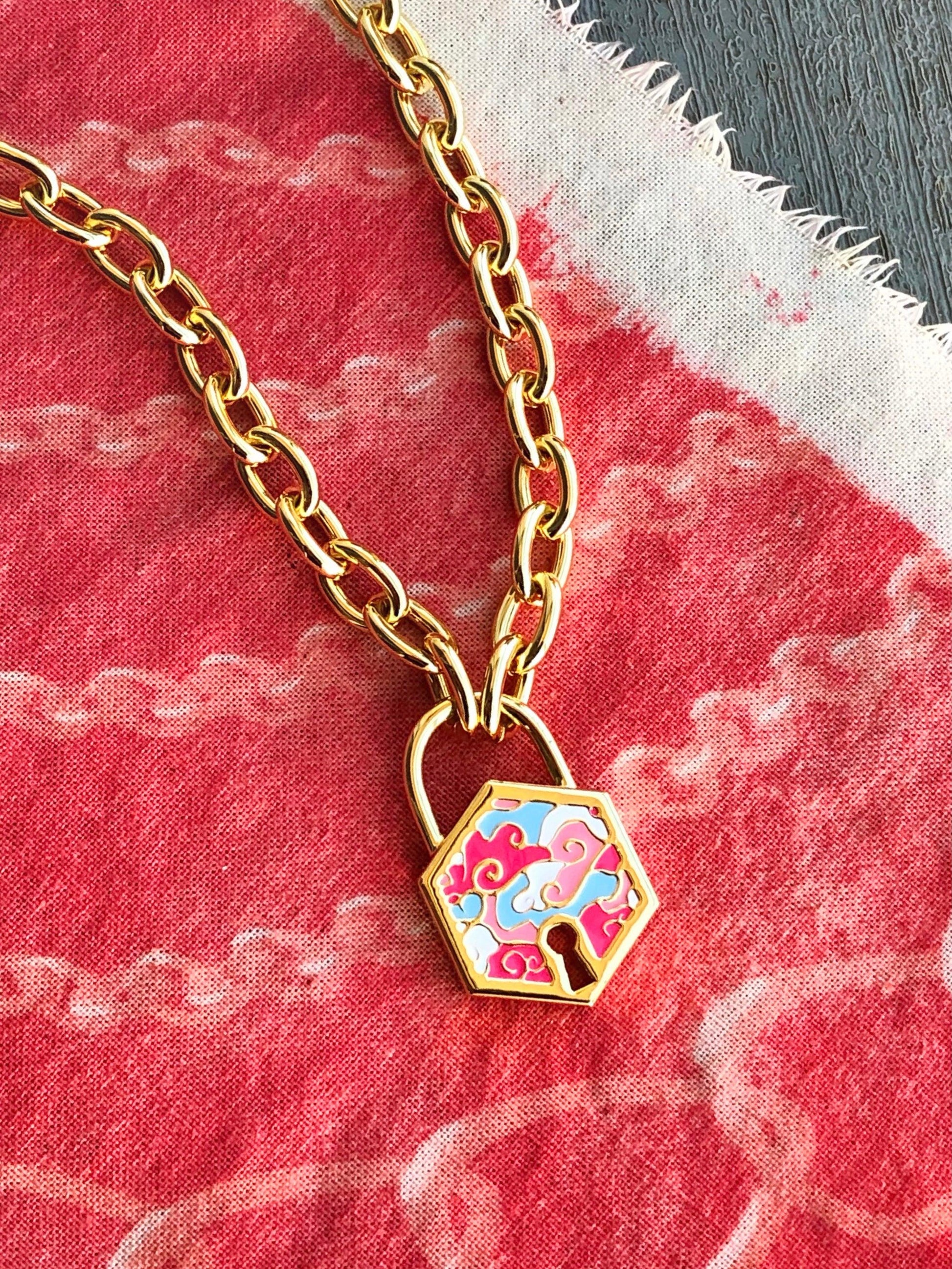 Hexagon Padlock Necklace - Work Piece