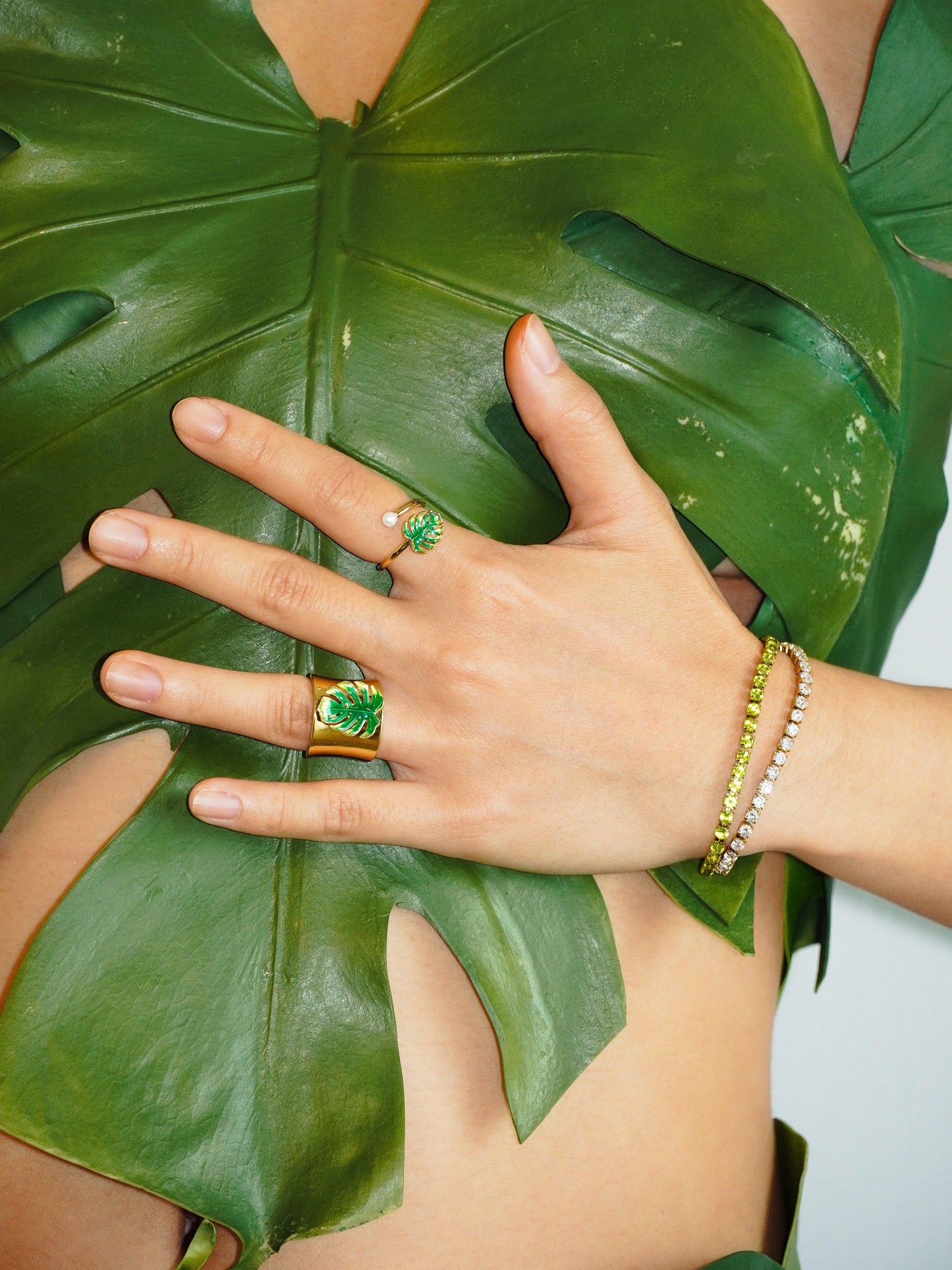 Green Tennis Bracelet - Work Piece