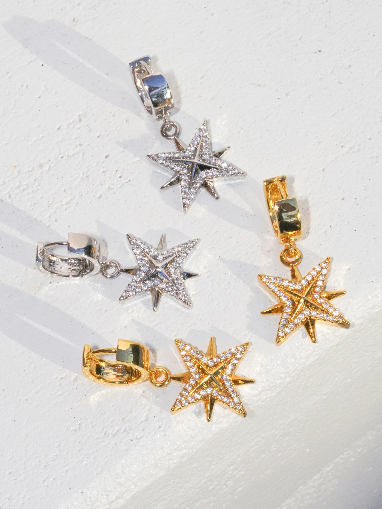 Chunky Star Earrings - Silver - Work Piece