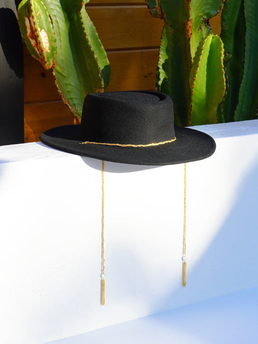 Pierced Boater Hat with Detachable Chain - Work Piece