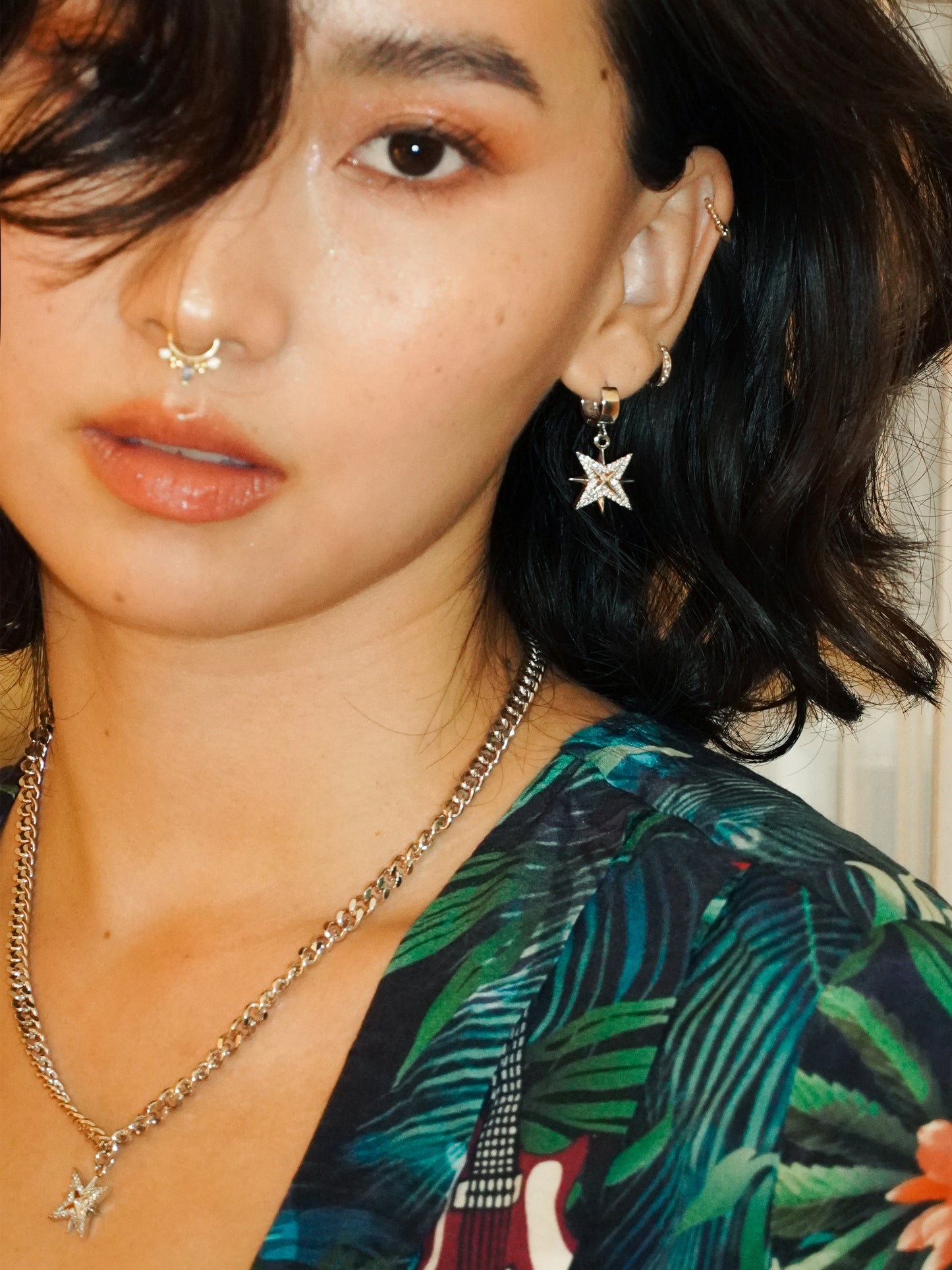 Chunky Star Earrings - Silver - Work Piece