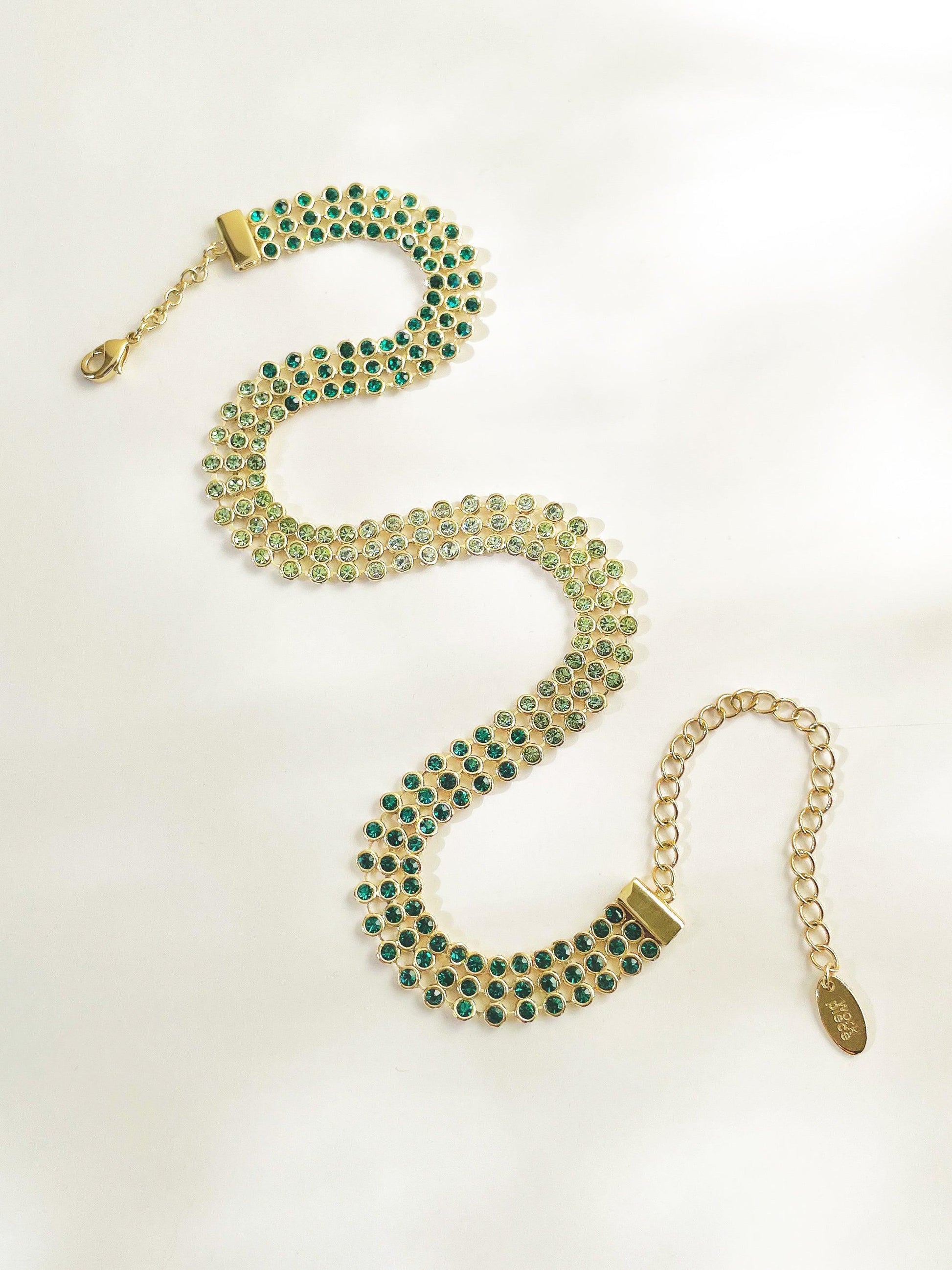 Emerald Ombre Choker with Swarovski® Crystals - Work Piece