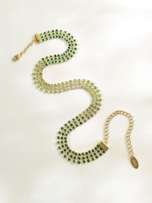 Emerald Ombre Choker with Swarovski® Crystals - Work Piece
