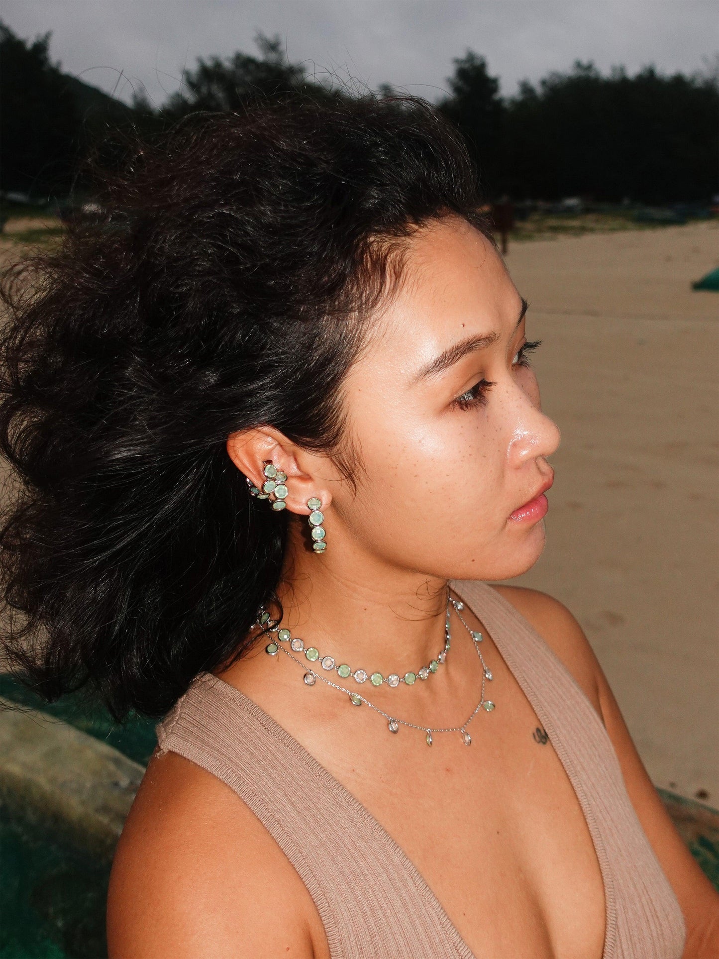 Baby Blue Crystal Ear Cuff / Ring - Work Piece
