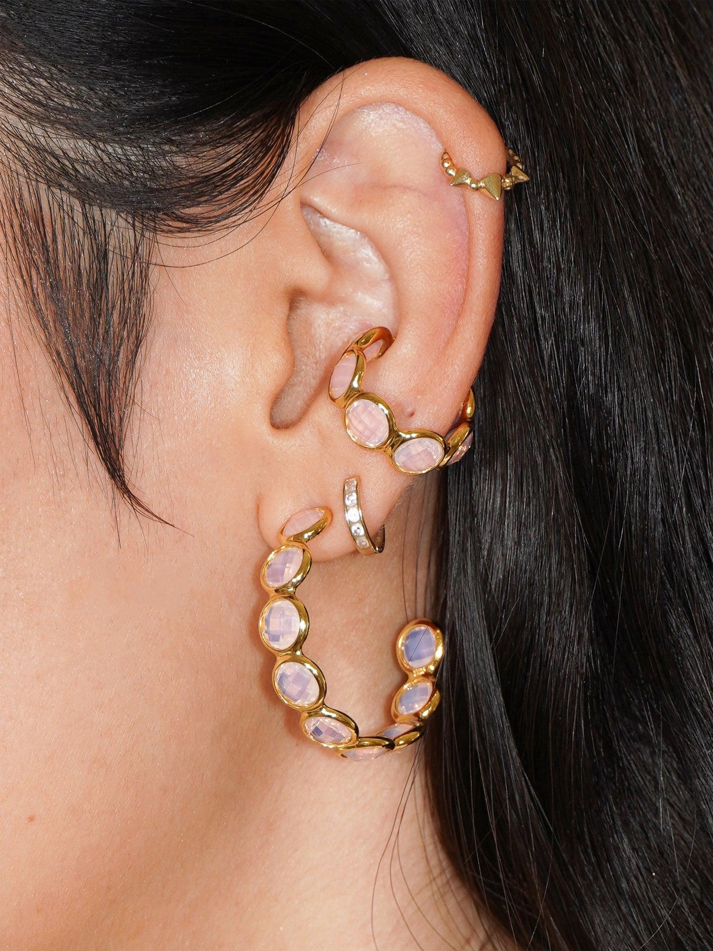 Blush Pink Crystal Ear Cuff / Ring - Work Piece