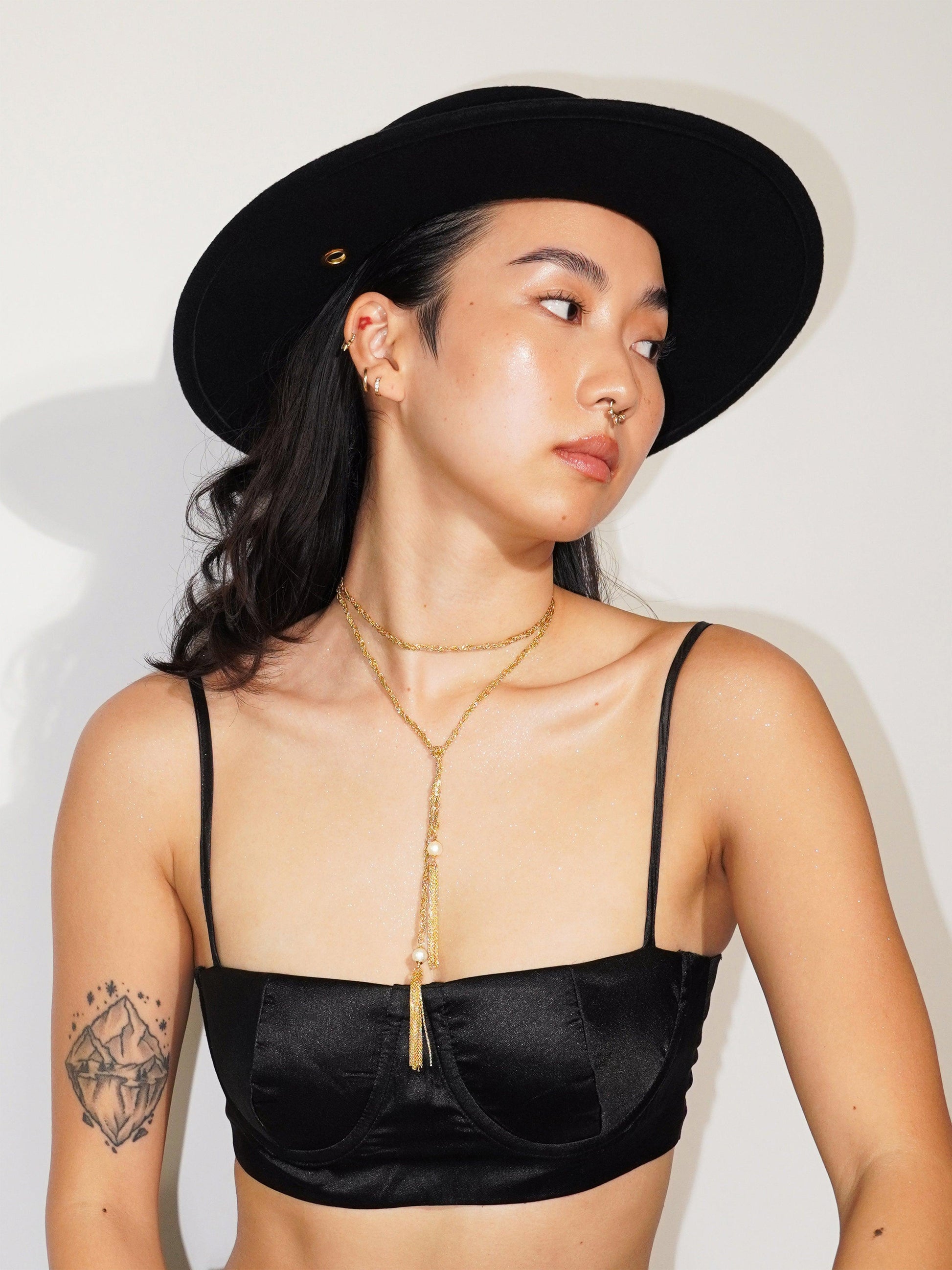 Pierced Boater Hat with Detachable Chain - Work Piece