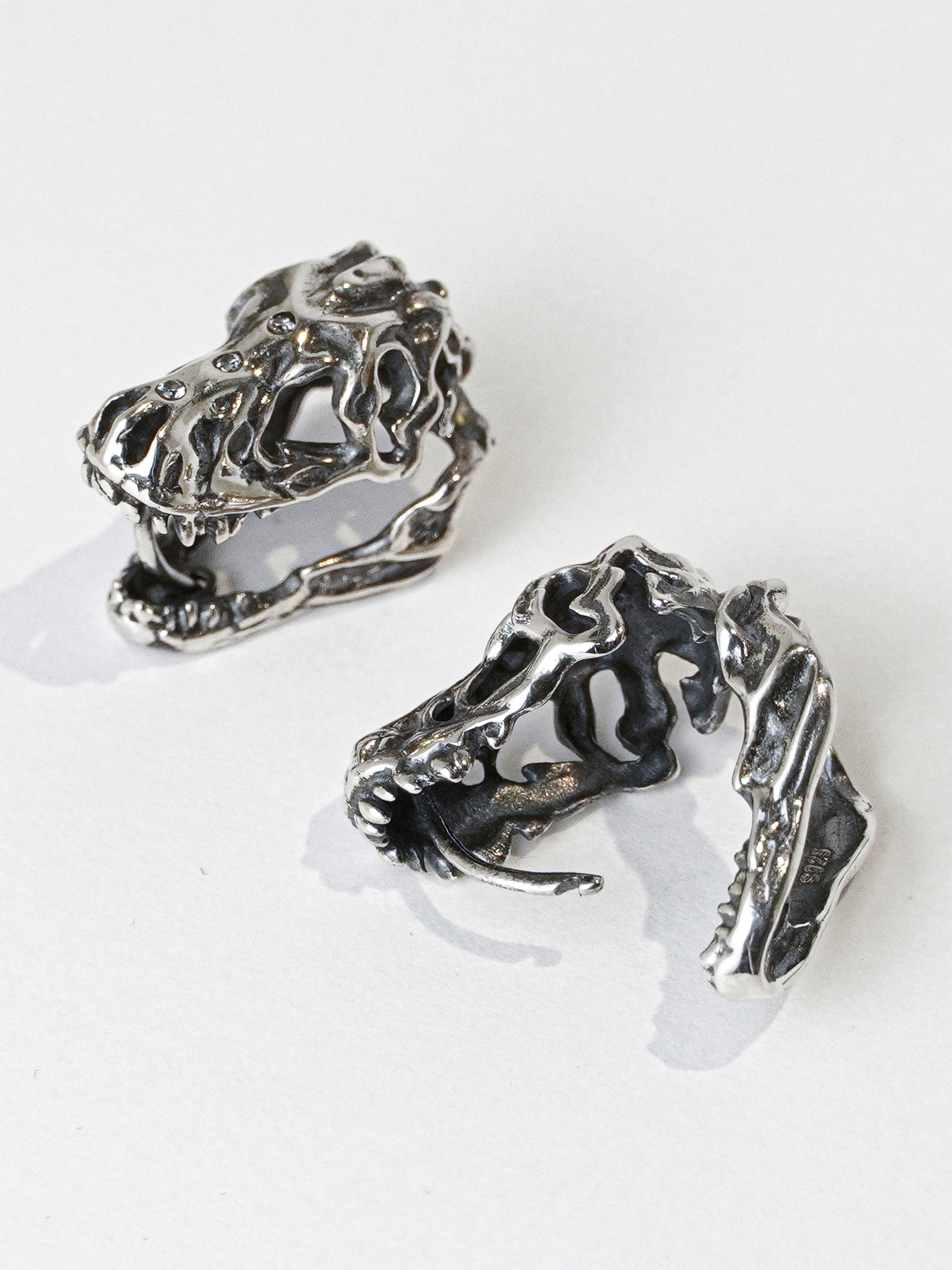 T. rex Skull Earrings - Work Piece
