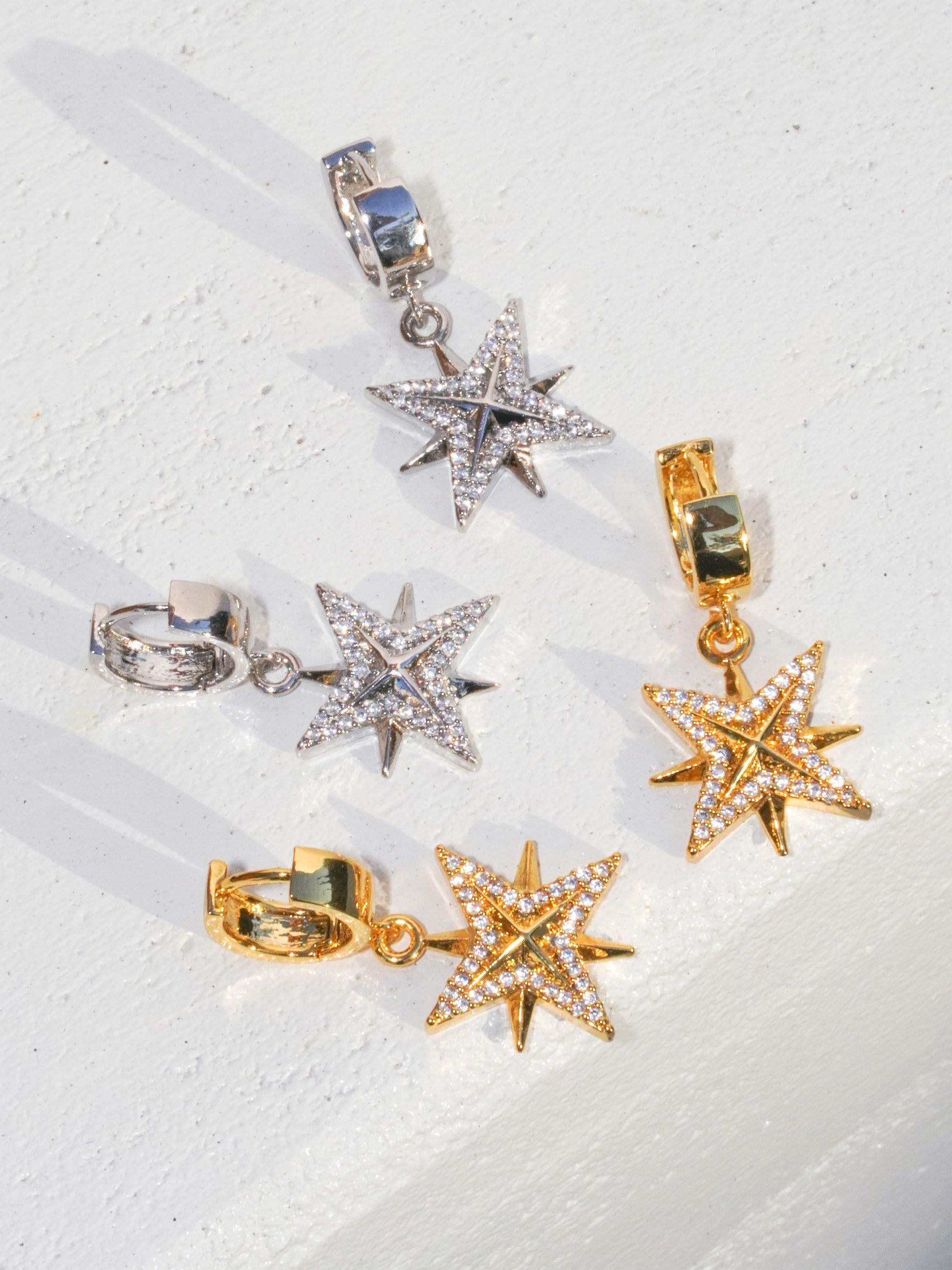 Chunky Star Earrings - Gold - Work Piece