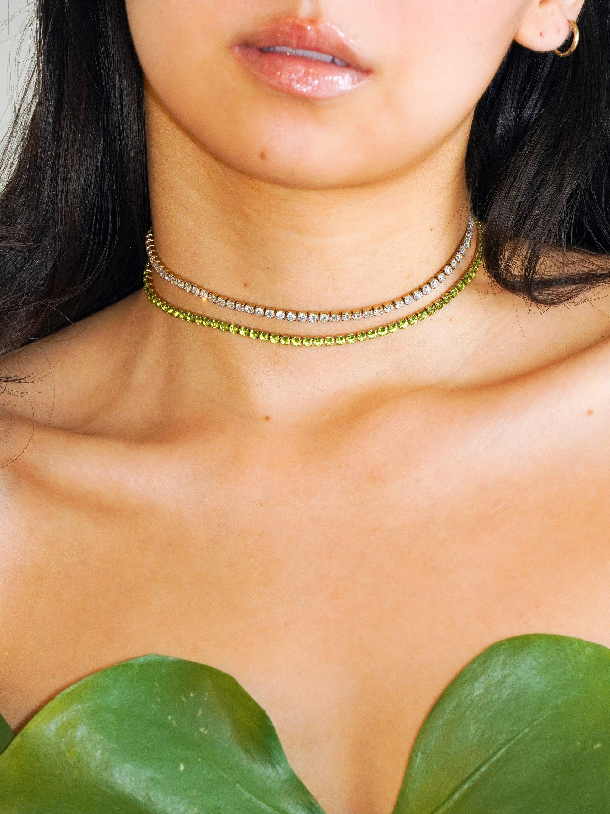 Green Tennis Choker - Work Piece
