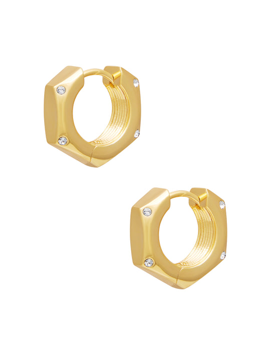 Link-Up Hex Nut Ear Huggies - Gold