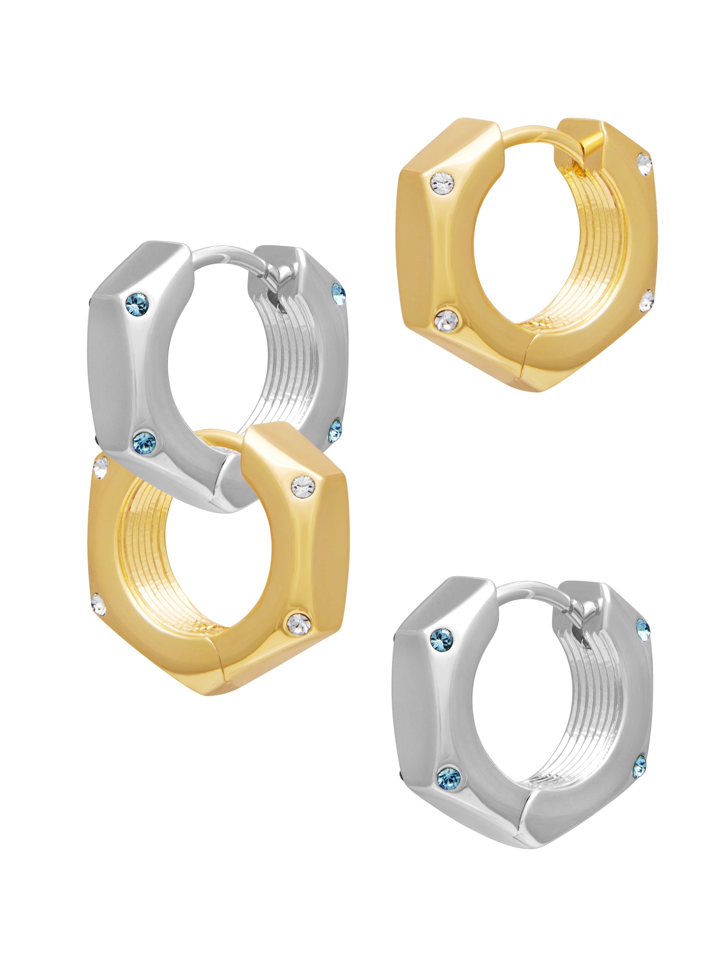 Link-Up Hex Nut Ear Huggies - Gold