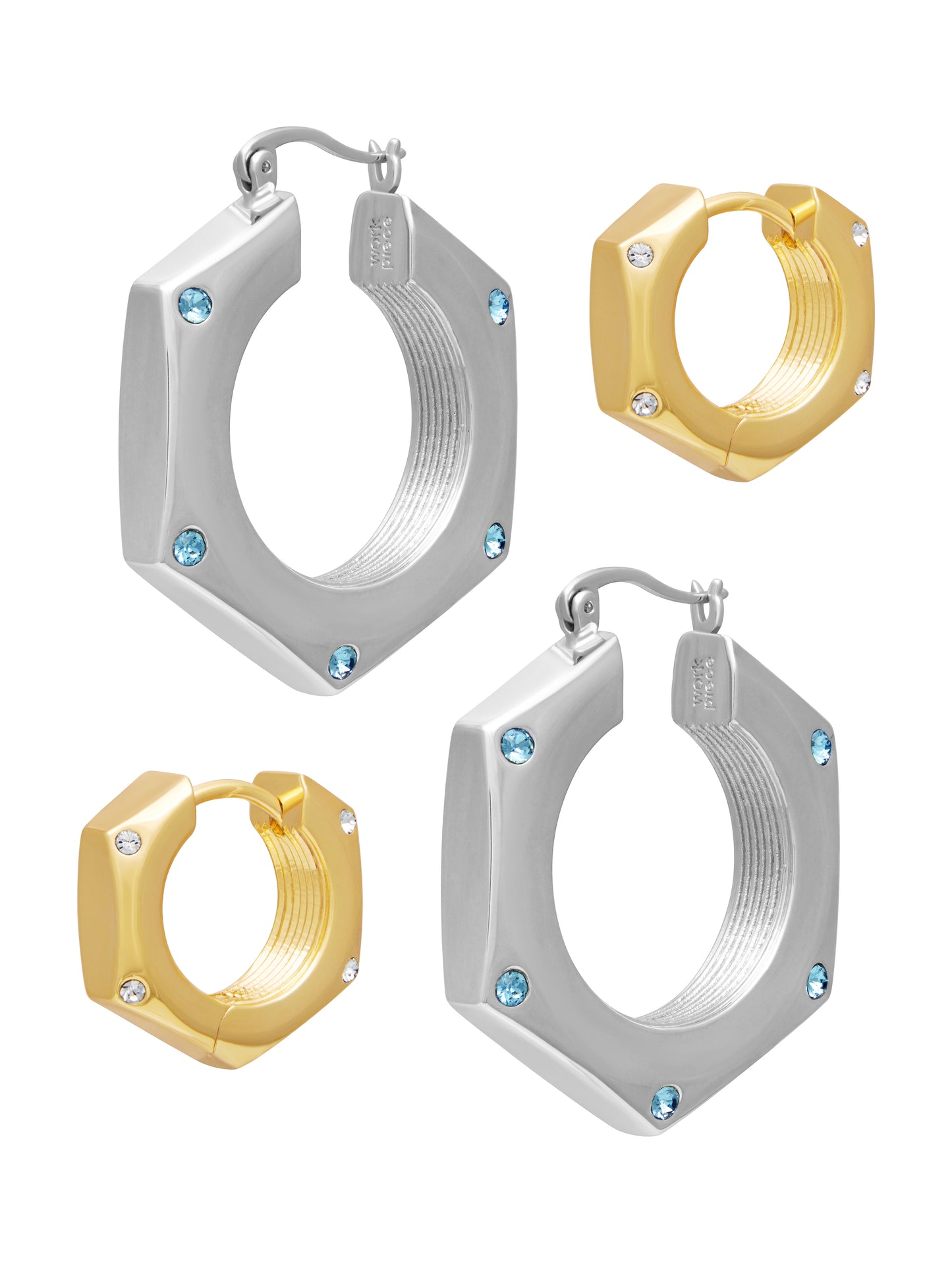 Link-Up Huggies + Hollow Tube Hex Earrings Bundle B