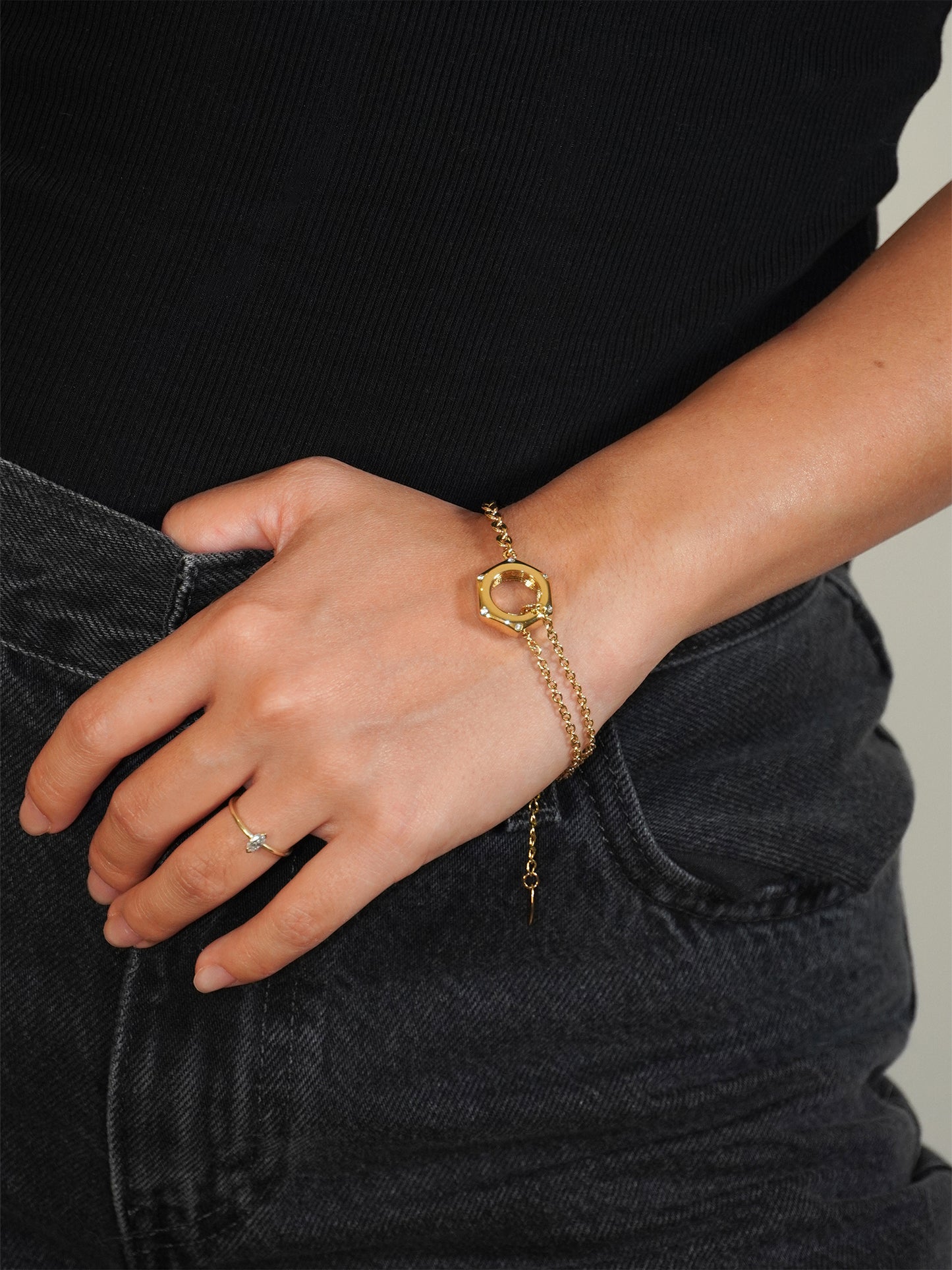 Balance Hex Nut Bracelet - Gold