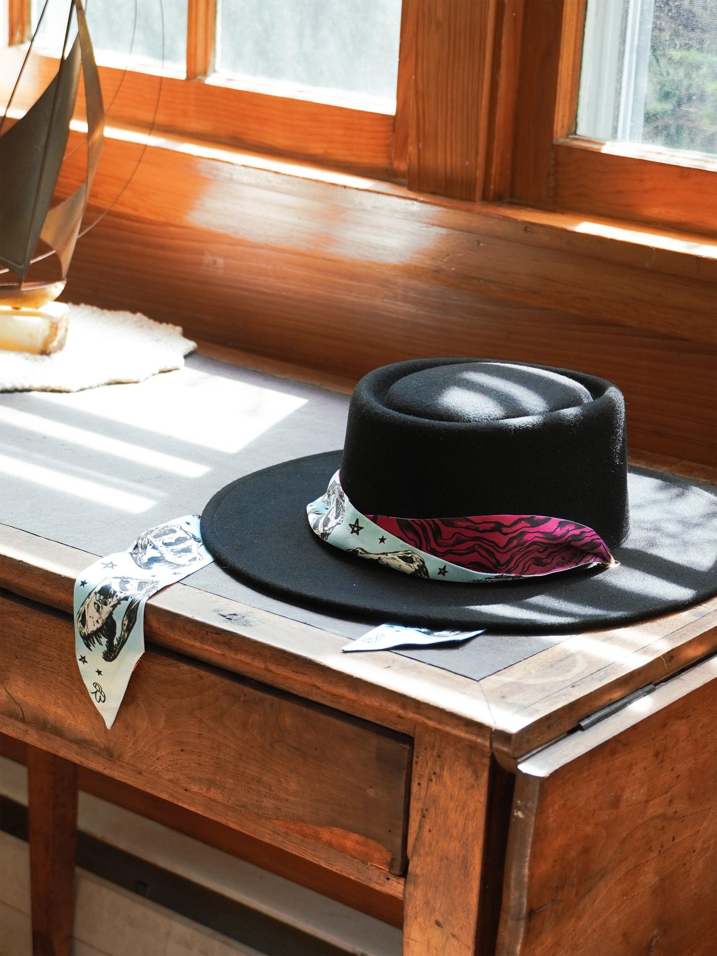 Pierced Boater Hat with Detachable Chain - Work Piece