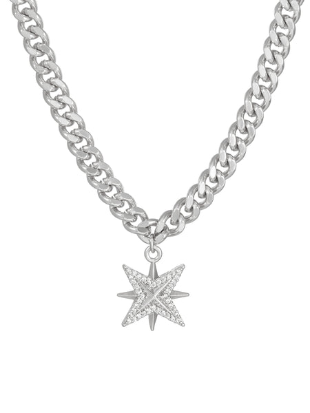 ●VVV● Star Pendant Bead Chain Surgical Necklace 23SSNK080S 22 Inch 925 Sterling Silver Star of David Pendant Necklace