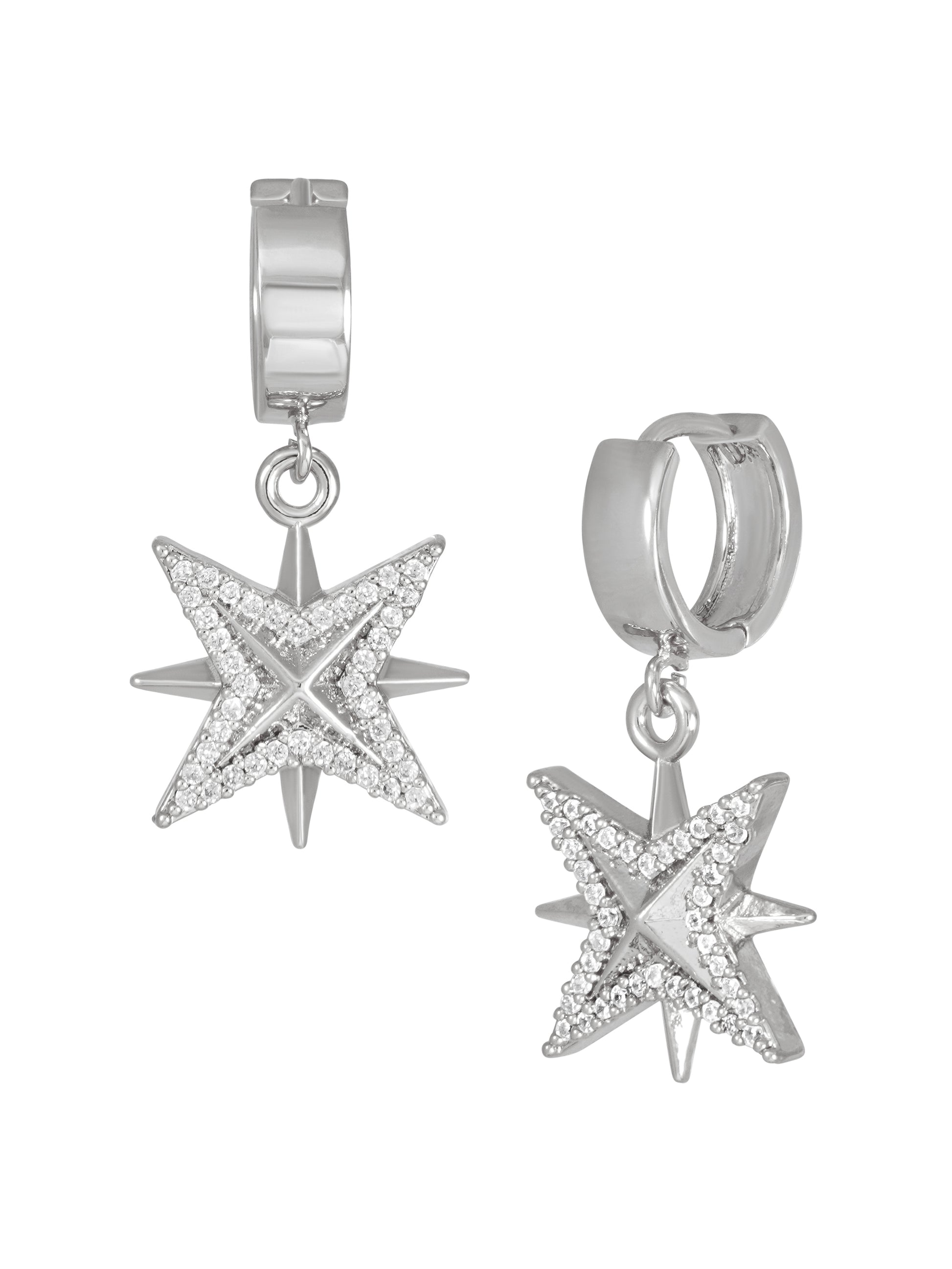 Chunky Star Earrings - Silver - Work Piece