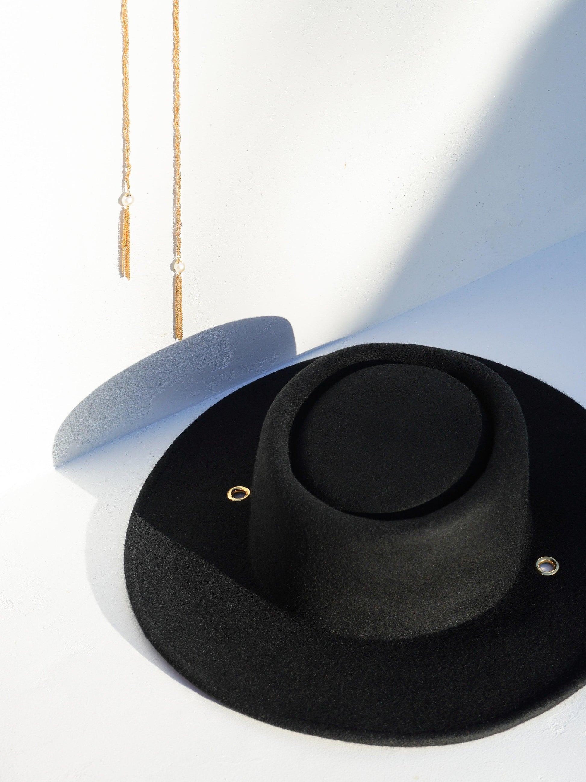 Pierced Boater Hat with Detachable Chain - Work Piece