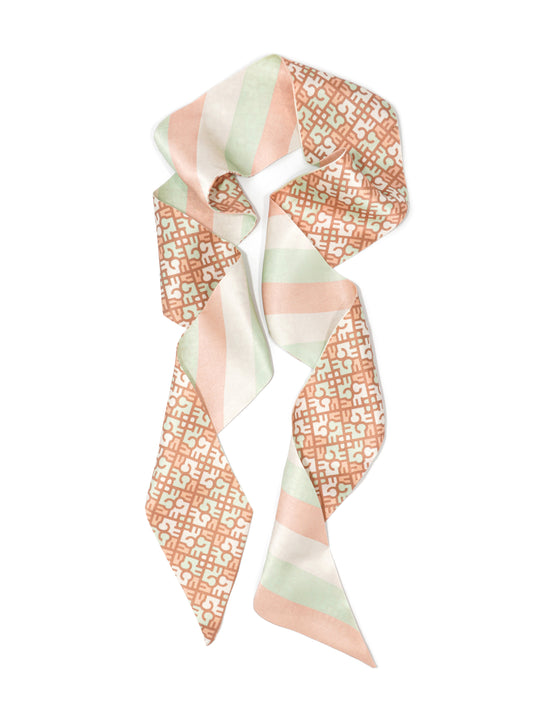 Monogram 100% Silk Skinny Scarf