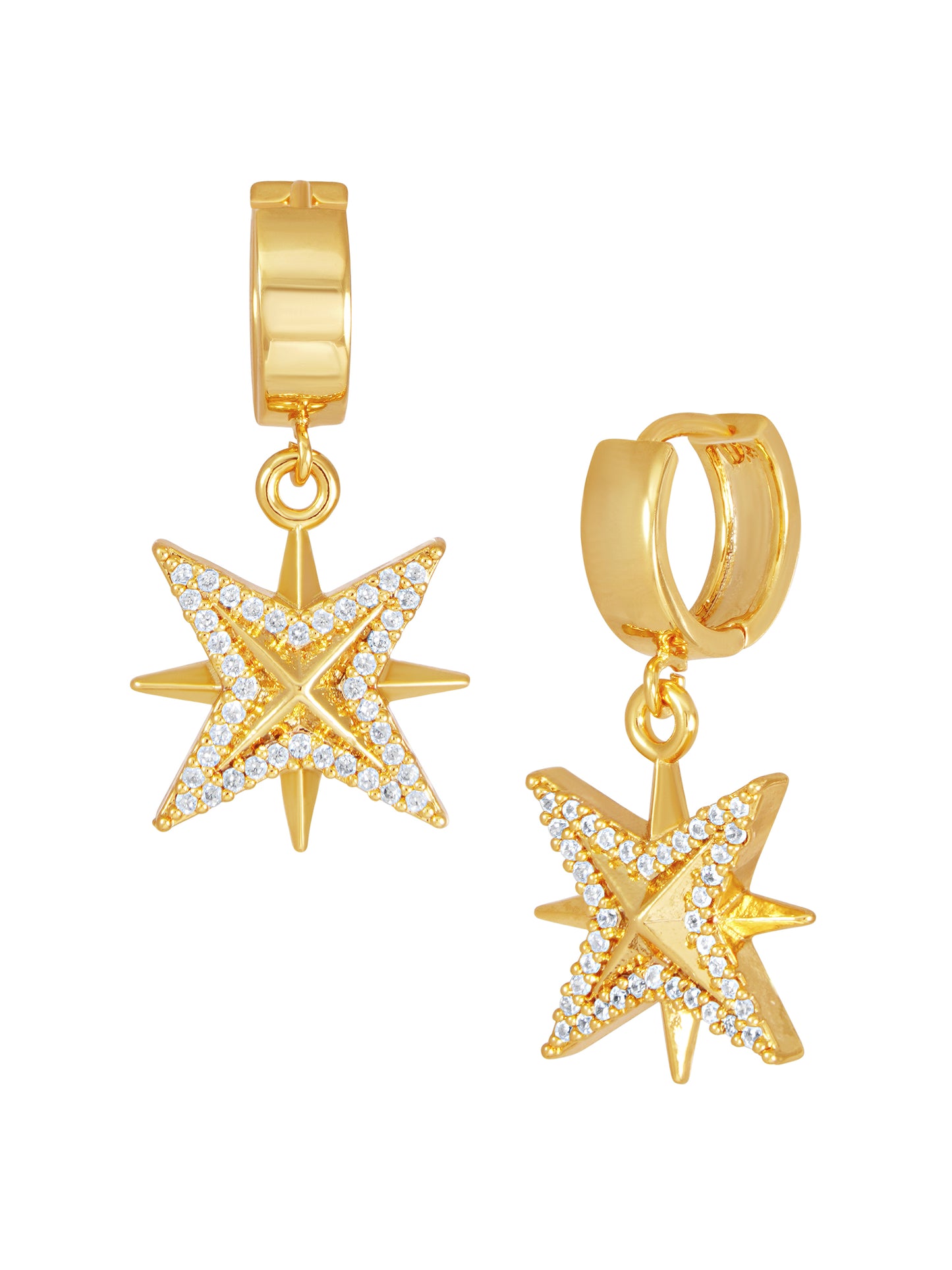 Chunky Star Earrings - Gold - Work Piece
